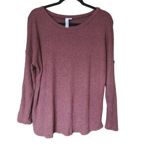 Long Sleeve Shirt 1X Plus Size Burgundy Marron